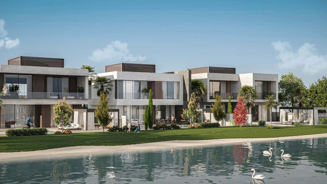 Waterfront luxury villa architecture in Dubai