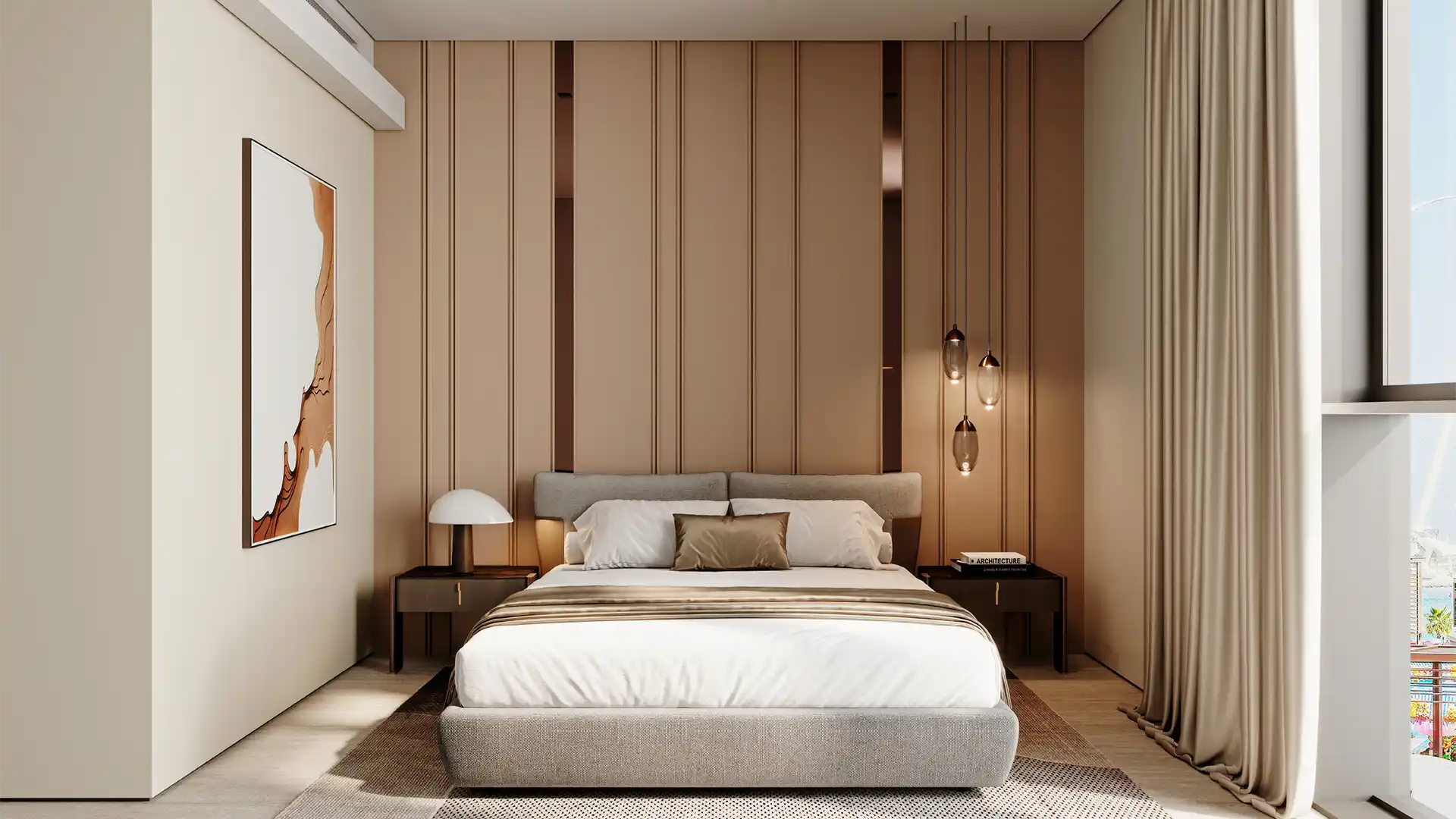 Contemporary guest bedroom design at Bluewaters 601