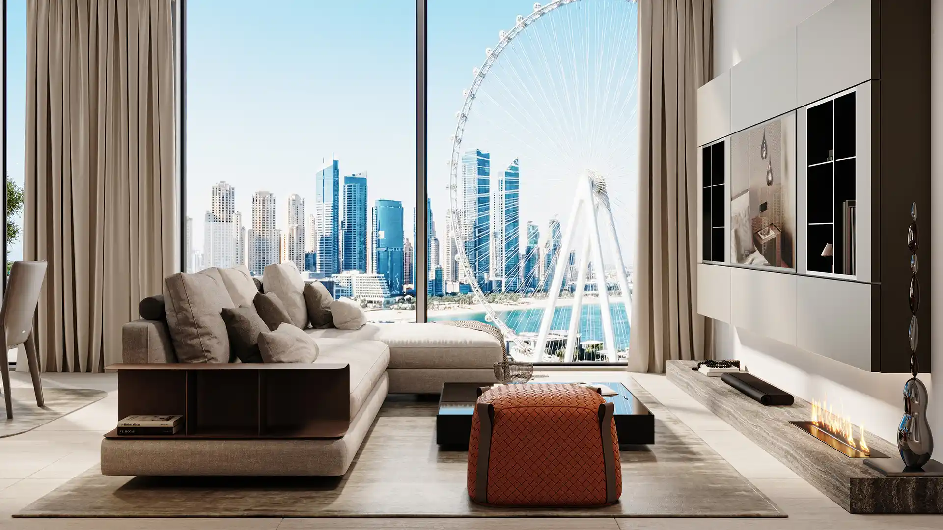 Open-plan living and dining interior at Bluewaters 601