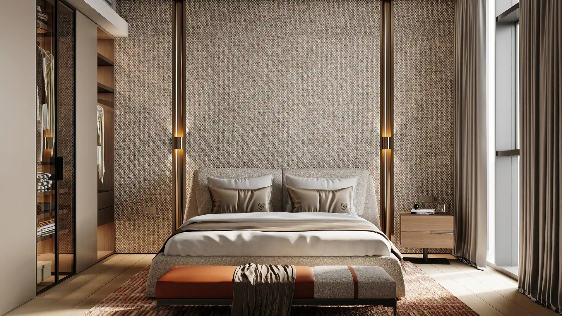 Bluewaters 603 apartment interior design with a luxury bedroom