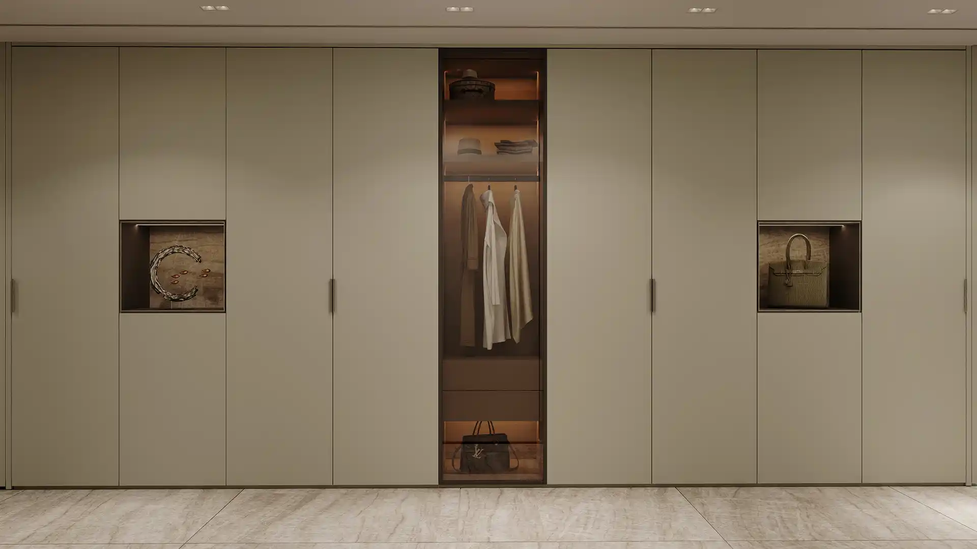 Bespoke fitted wardrobe in Bluewaters 603 luxury apartment
