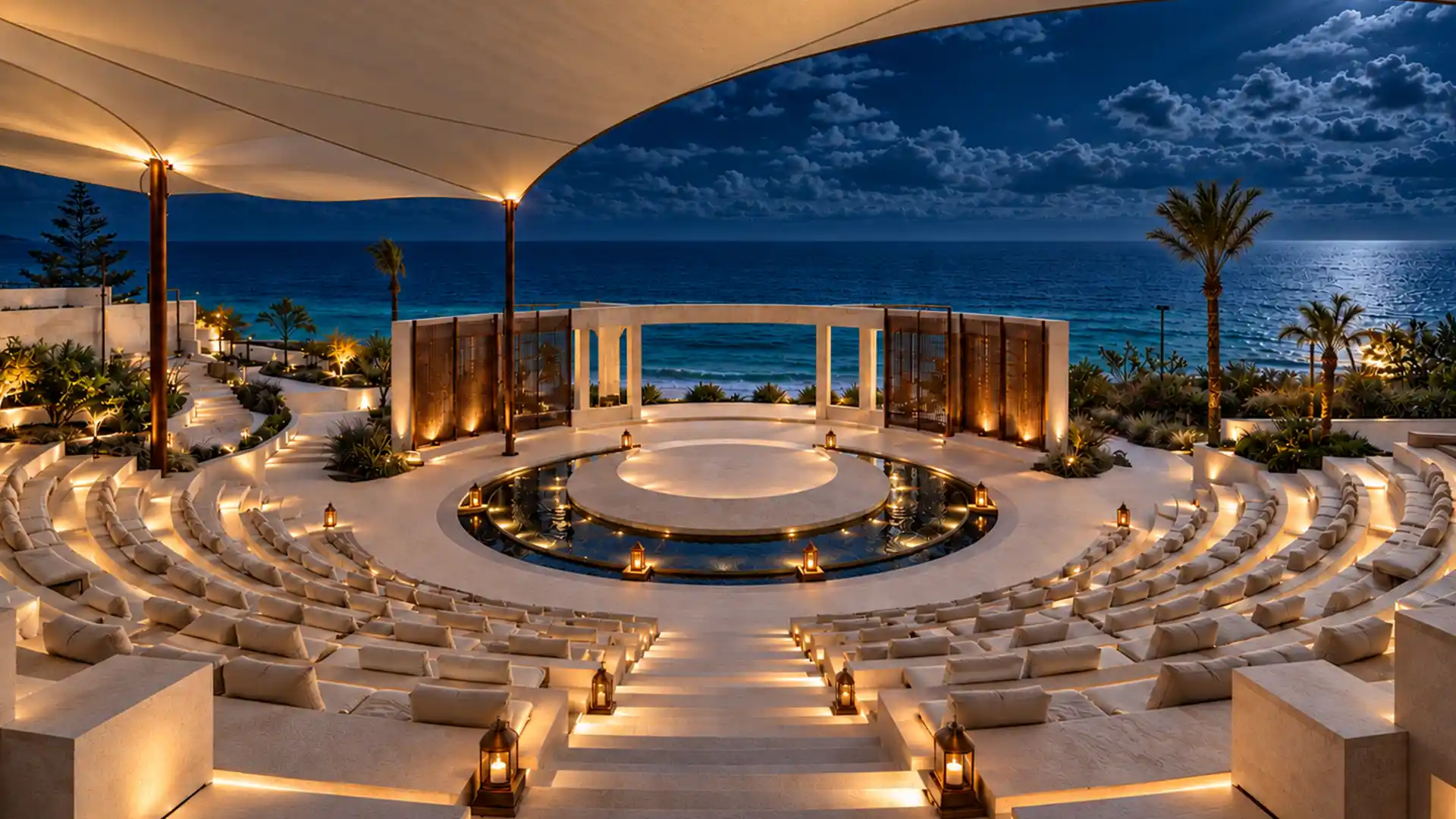 Ocean-facing Sanctuary Theatre at Zanzibar luxury wellness resort